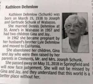 Kathleen Dehmlow Obituary – Published in the Redwood Falls Gazette