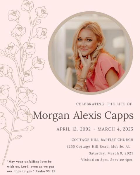 Morgan Capps Obituary: CHCA-Cottage Hill Christian Academy Alumnus from Mobile, Alabama, Passes Away